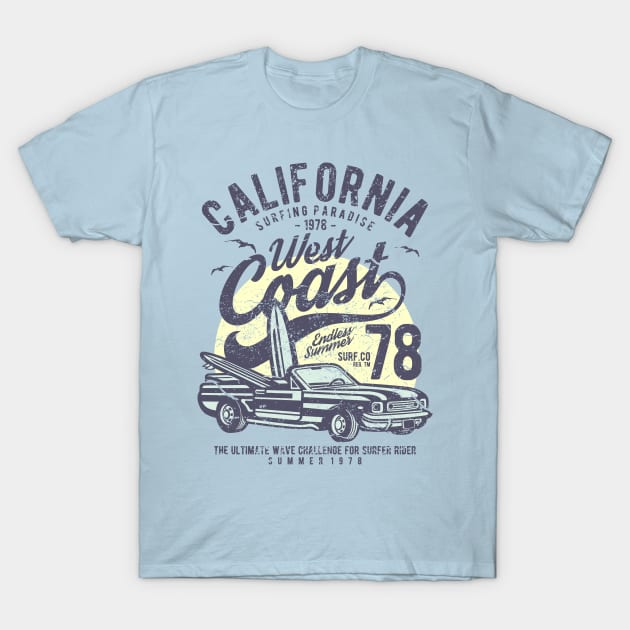 California Surfing Paradise West Coast Endless Summer T-Shirt by JakeRhodes